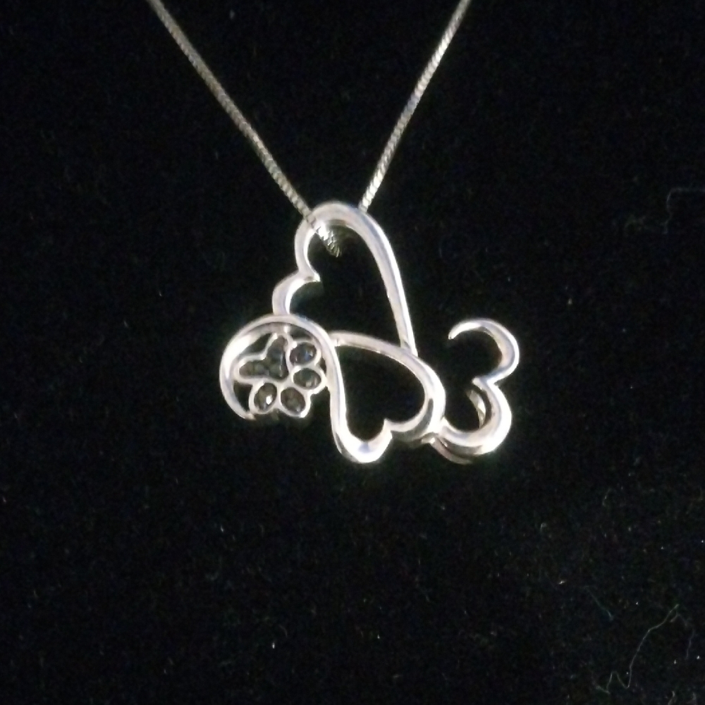 Vintage Sterling Silver With  Diamonds, Jane Seymour's Pet Open Heart Necklace